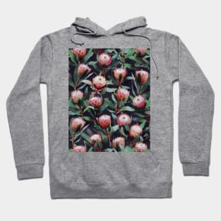 Evening Proteas - Pink on Charcoal Hoodie